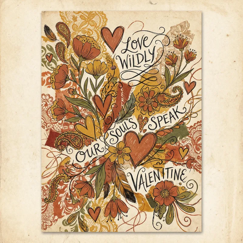 Boho Valentine's Day Printable with Warm Colors