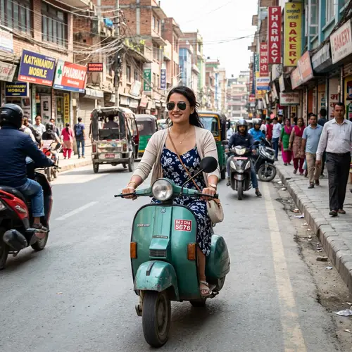Stylish Nepali Girl Riding a Scooter in Summer