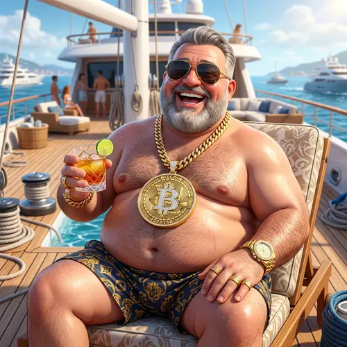 Rich Animated Man with Bitcoin Pendant