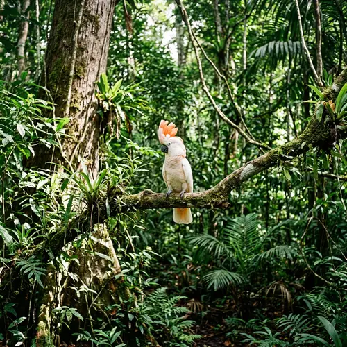 Cockatoo in Borneo Rainforest: Enchanting Wildlife Scene