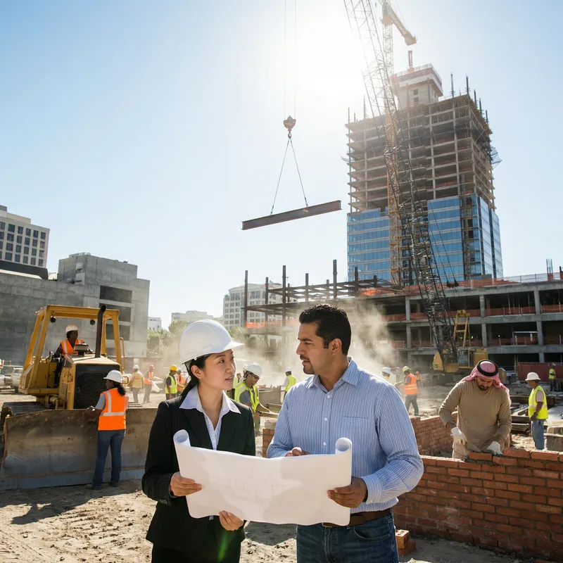 Architectural Construction Site - Teamwork in Action Architectural Construction Site - Teamwork in Action