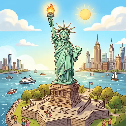 Cartoon Statue of Liberty Illustration