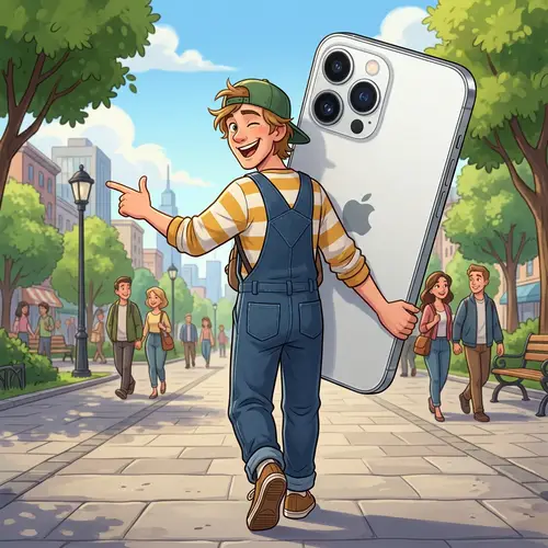 Playful Young Man with Oversized iPhone - Animated Scene