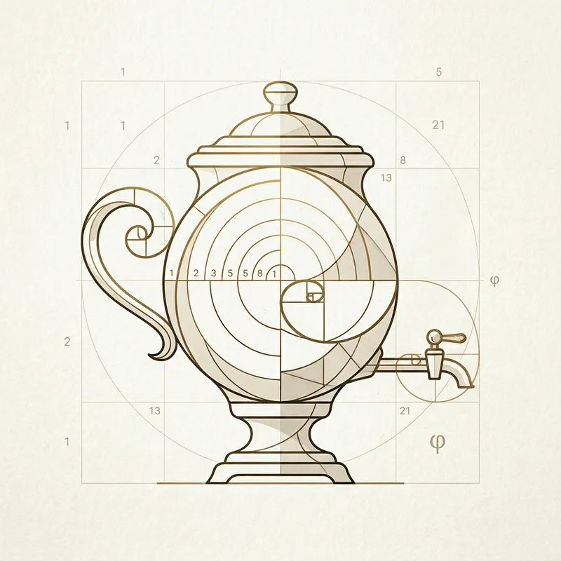 Minimal Fibonacci Sequence & Golden Ratio Samovar Logo