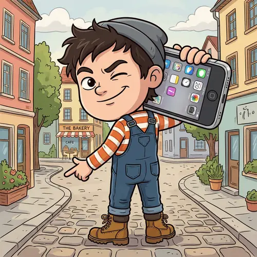 Animated Young Man with iPhone - Stylized Portrait in 2D Art