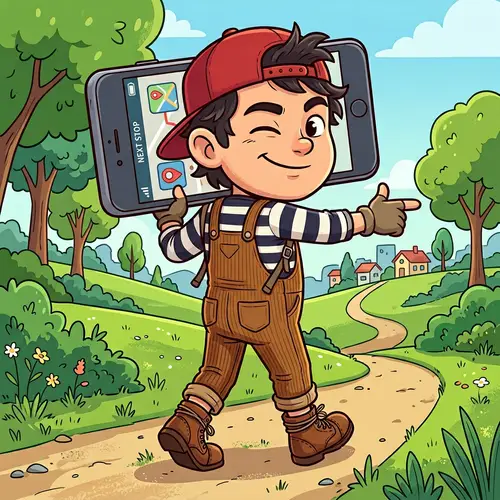 Animated Young Man with Oversized Head and Smartphone | Unique Character Design
