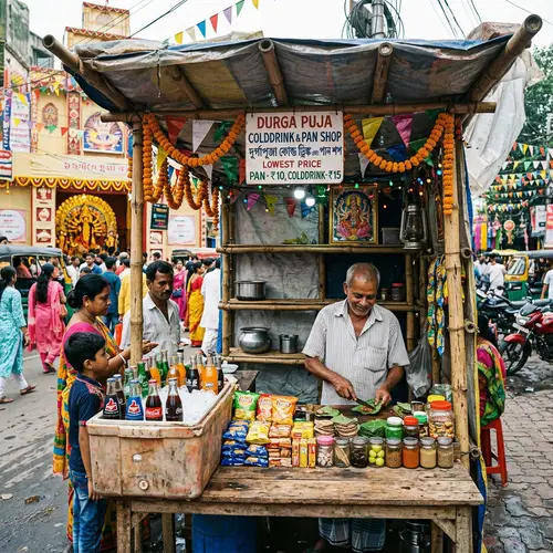 Affordable Roadside Cold Drink Shop for Durga Puja