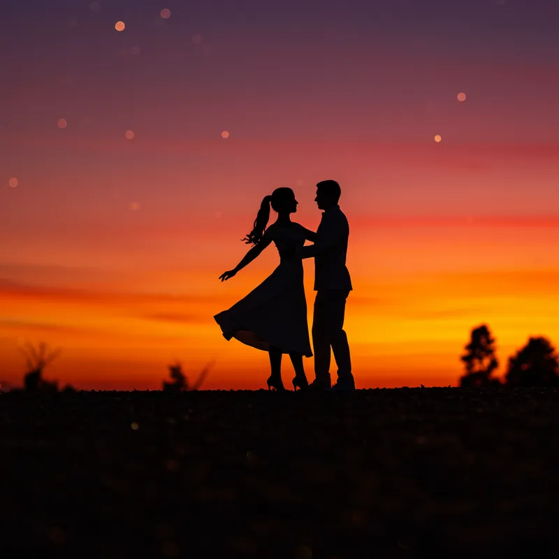 Elegant White Silhouette of Dancing Couple