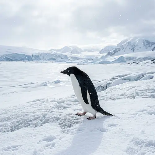 Graceful Penguin Waddling on Icy Terrain