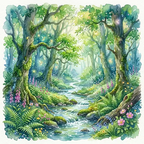Enchanted Forest Watercolor Painting | Ethereal Nature Art