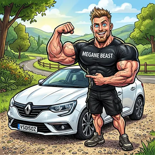 Muscular Man Caricature by Renault Megane
