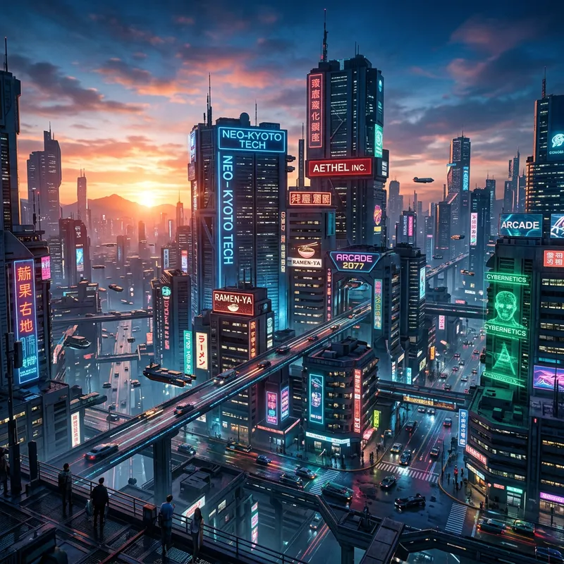 Award-Winning Futuristic Cityscape with Neon-Lit Buildings