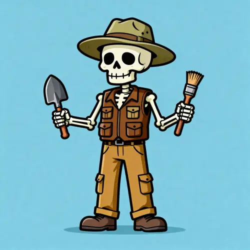 Skeleton Archaeologist Mascot for Education