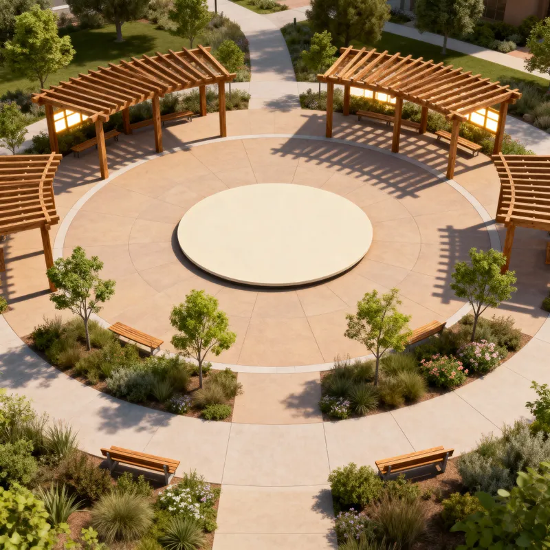 Beautiful Outdoor Circular Plaza Design