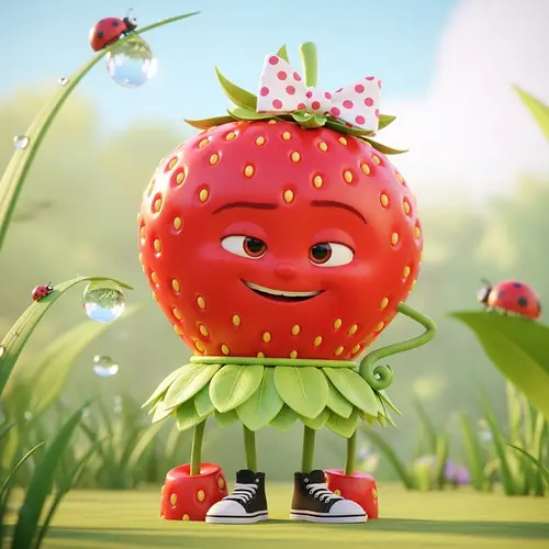 Animated Strawberry Character with Fun Details