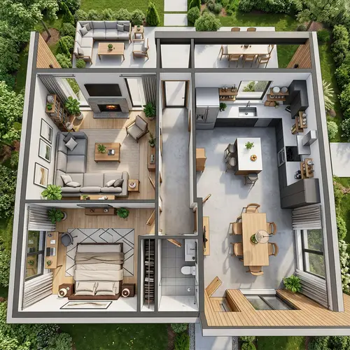 Contemporary House Interior Design | Bedroom, Living Room, Kitchen