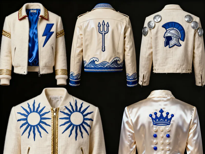 5 Greek God-Themed Jacket Designs in Cream and Nautical Blue