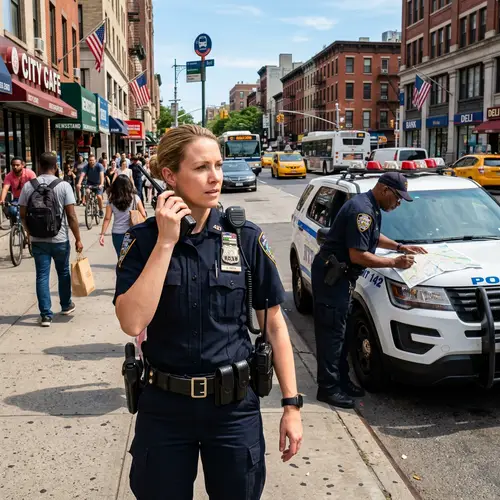Daily Life of Police Officers: Active Scene in a Vibrant City