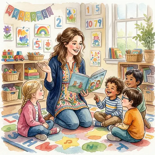 Watercolor Preschool Teacher Art