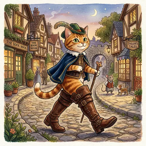 Cat in Long Boots Illustration