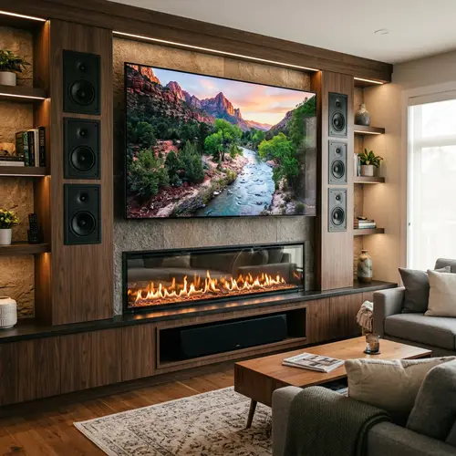 75 Inch TV Console with Speaker & Fireplaces