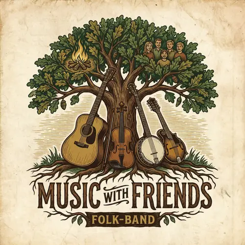 Folk-Band Music with Friends - Band Logo Design