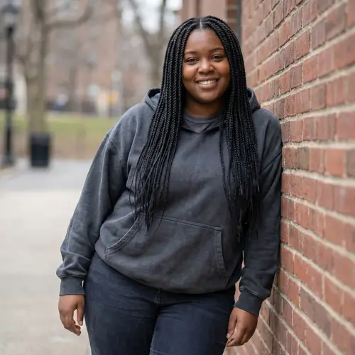 Stylish Black Girl in Hoodie with Braids