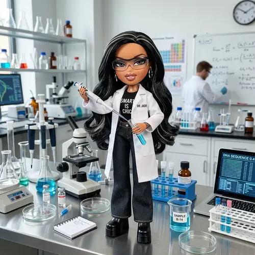 Bratz Doll Scientist: Black Hair & Tan Skin