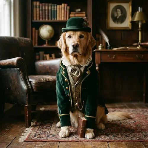 Dog in Vintage Costume