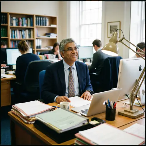 Professional South Asian Man at Desk