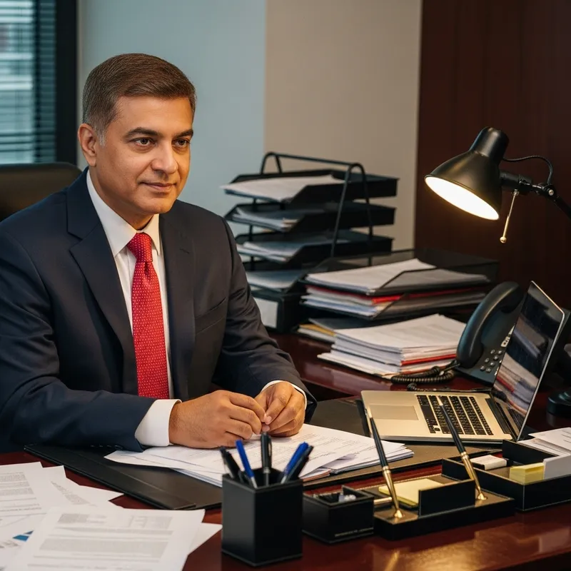 Professional South Asian Man at Desk