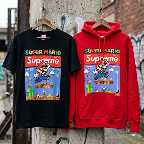 Mario x Supreme T-Shirt and Hoodie Design