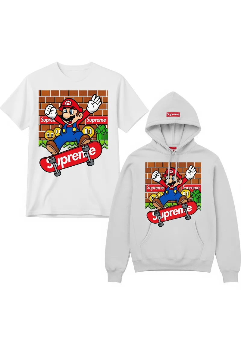 Mario x Supreme T-Shirt and Hoodie Design