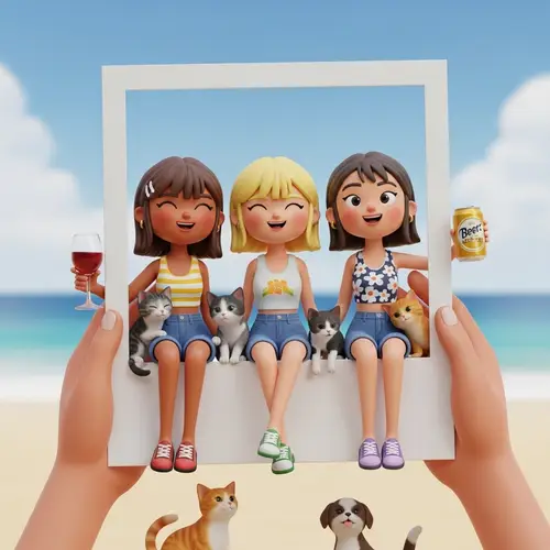 3D Characters with Joyful Beach Vibes