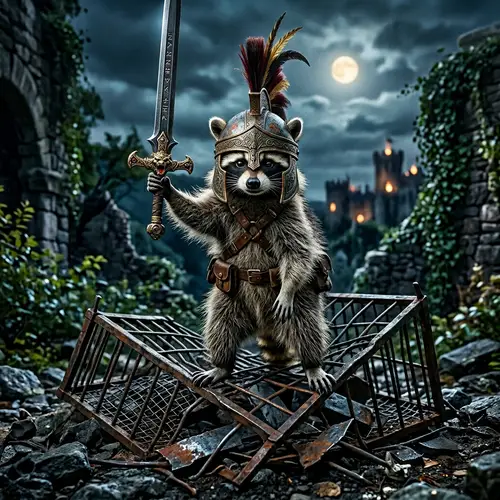 Raccoon Conqueror: Warrior on a Broken Cage