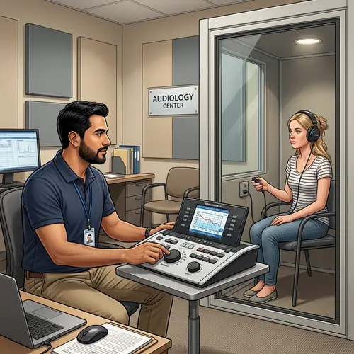 Professional Audiology Testing Room Illustration