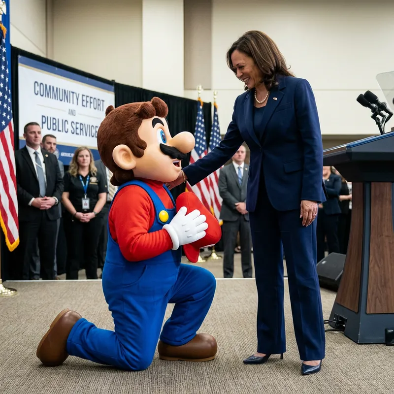 Mario Worships Kamala Harris: A Unique Fan Art