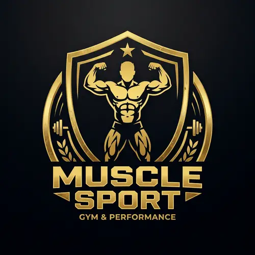 Muscle Sport Gym Logo Design | Gold & Black Design