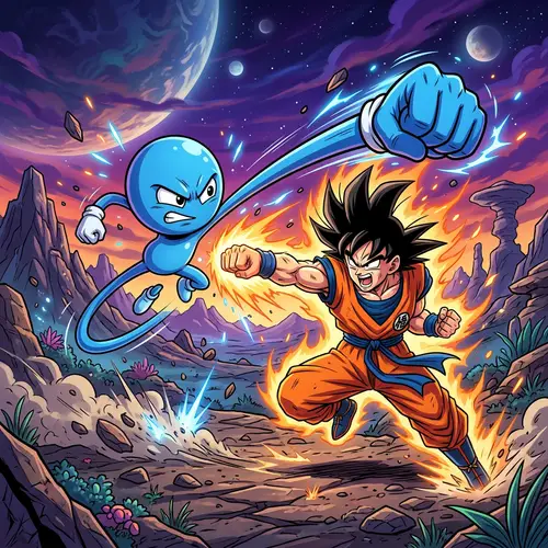 Epic Battle: Blue Cartoon vs Martial Arts Expert | Intense Showdown