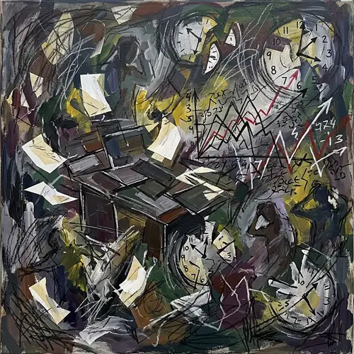 Workplace Anxiety Abstract Art - Symbolism of Stress & Overwhelm