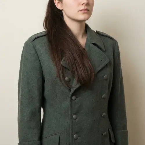 Young Caucasian Female Historical German Military Attire