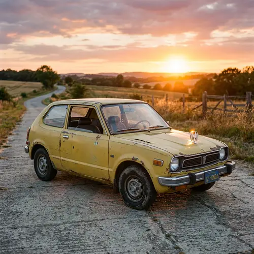 Vintage Honda Car | Classic Model on Concrete Road
