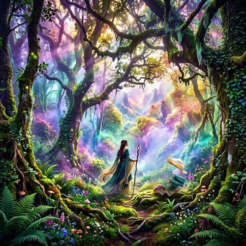 Mystical Forest Enchantment with Vibrant Colors | Fantasy Scene