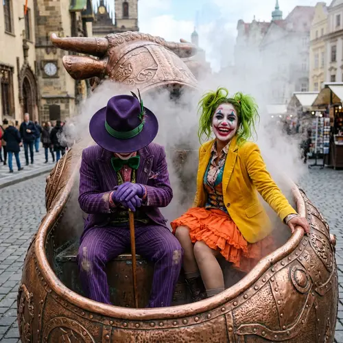 Hyper-Realistic 4K Joker Sculpture in Copper Bull Statute