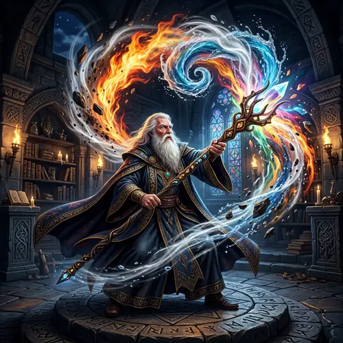 Elder Wizard Commanding the Elements