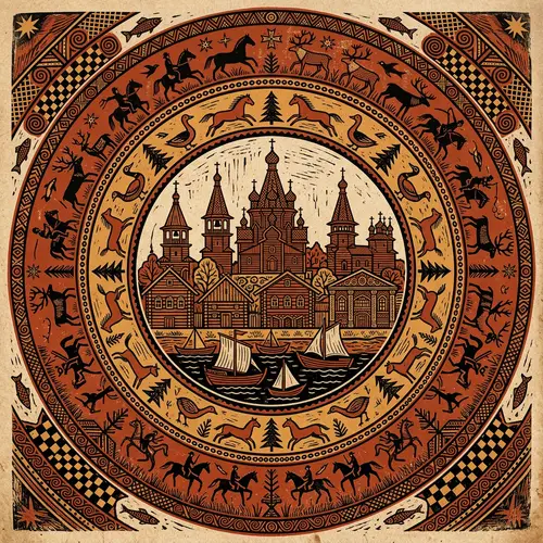 Mezen River Folk Art Design - City of Arkhangelsk Landmarks