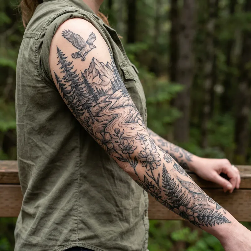 Stunning Nature-Themed Tattoo for Women