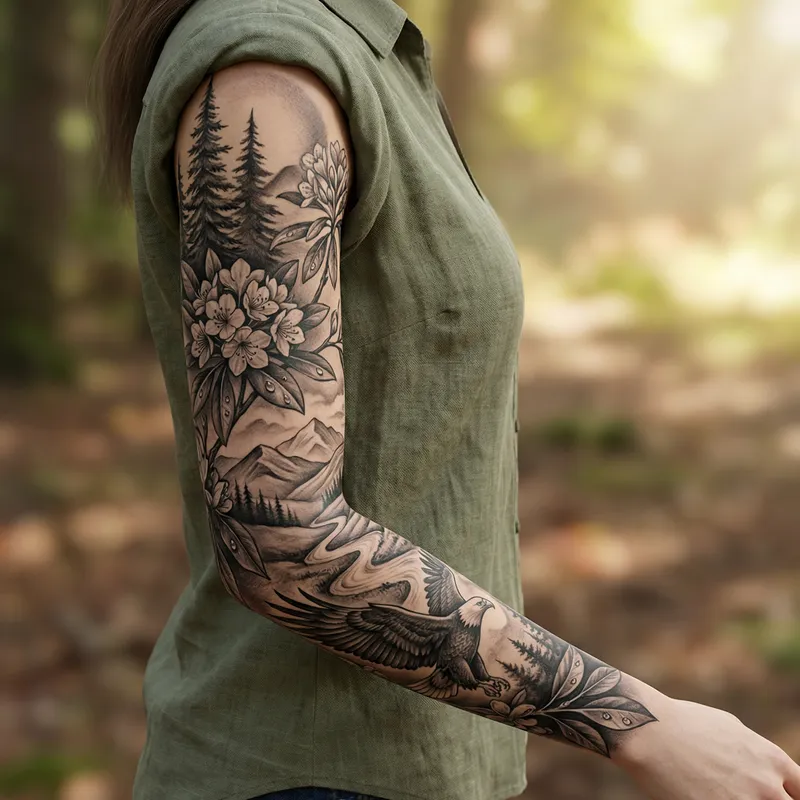Stunning Nature-Themed Arm Tattoo for Women
