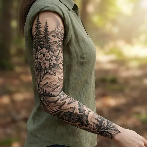 Stunning Nature-Themed Arm Tattoo for Women
