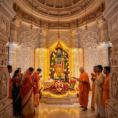 Ayodhya Temple: Magnificent Deity Statue and Religious Rituals